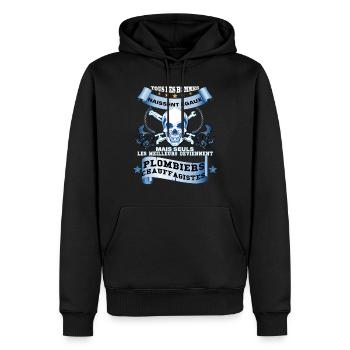 les meilleurs naissent plombiers chauffagistes - Sweat à capuche Premium bio Homme - noir - Devant - Nico (187cm)