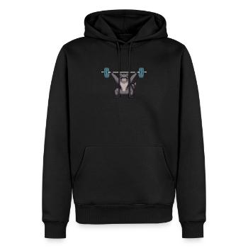 Haltérophilie haltérophile haltère - Sweat à capuche Premium bio Homme - noir - Devant - Nico (187cm)