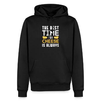 Plateau de fromages Fromages Fromages laitiers - Sweat à capuche Premium bio Homme - noir - Devant - Nico (187cm)