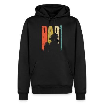 Papa high 4 pompier pompiers papa 4 enfants - Sweat à capuche Premium bio Homme - noir - Devant - Nico (187cm)