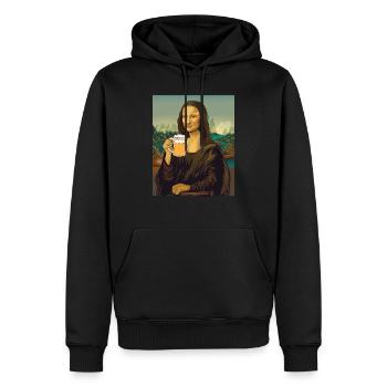 Mona Lisa avec pichet à bière Leonardo Da Vinci alcool - Sweat à capuche Premium bio Homme - noir - Devant - Nico (187cm)