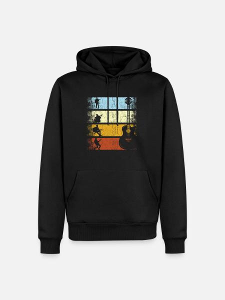 Guitare guitariste vintage rétro guitares musicien - Sweat à capuche Premium bio Homme - noir