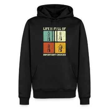 La vie est pleine de joueurs d'échecs importants - Sweat à capuche Premium bio Homme - noir - Devant - Nico (187cm)