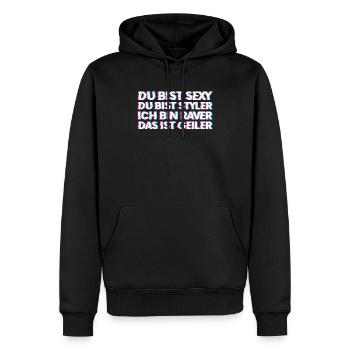 Techno Rave Hardtekk Gabber DJ EDM Raver - Männer Premium Bio Hoodie - Schwarz - Vorne - Nico (187cm)