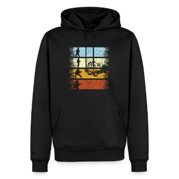 Retro Feuerwehr Feuerwehrmann Firefighter - Männer Premium Bio Hoodie - Schwarz - Vorne - Nico (187cm)