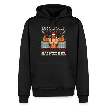 Brodolf The Red Nose Gainzdeer Geschenk - Männer Premium Bio Hoodie - Schwarz - Vorne - Nico (187cm)