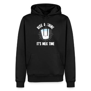 Lait au lait cru au lait entier - Sweat à capuche Premium bio Homme - noir - Devant - Nico (187cm)