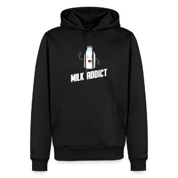 Lait au lait cru au lait entier - Sweat à capuche Premium bio Homme - noir - Devant - Nico (187cm)