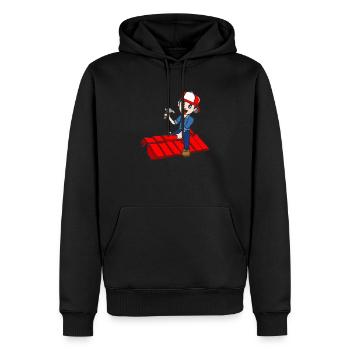 DACHDECKER - Männer Premium Bio Hoodie - Schwarz - Vorne - Nico (187cm)