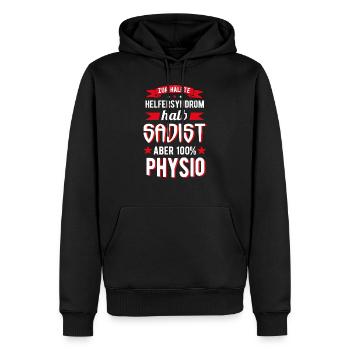 Physiotherapeut Physiotherapie Physiolustig - Männer Premium Bio Hoodie - Schwarz - Vorne - Nico (187cm)