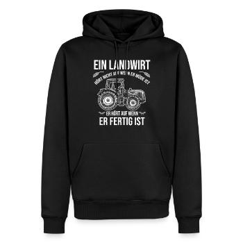 Landwirt Hört Nicht Auf Wenn Er Müde Ist - Männer Premium Bio Hoodie - Schwarz - Vorne - Nico (187cm)