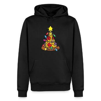 Pizza Christbaum Christmas Tree Lights Weihnachts - Männer Premium Bio Hoodie - Schwarz - Vorne - Nico (187cm)