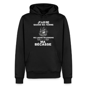 Chasseur amour de bécasse - Sweat à capuche Premium bio Homme - noir - Devant - Nico (187cm)
