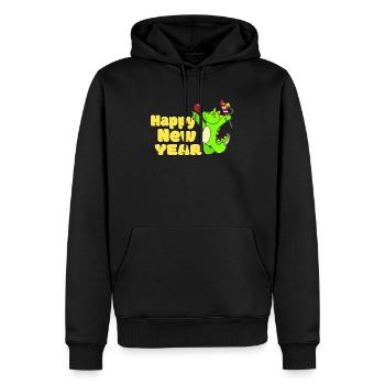 RÉVEILLON DU NOUVEL AN - Sweat à capuche Premium bio Homme - noir - Devant - Nico (187cm)