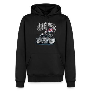 Motorrad Bike Cafe Racer Vintage Design - Männer Premium Bio Hoodie - Schwarz - Vorne - Nico (187cm)