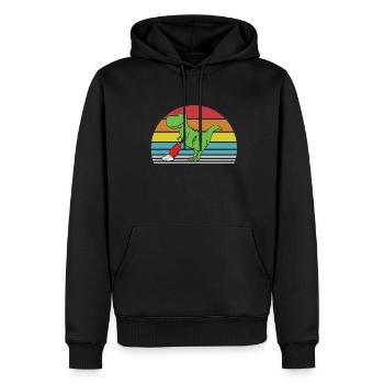 Lustiger T-rex mit Staubsauger - Männer Premium Bio Hoodie - Schwarz - Vorne - Nico (187cm)