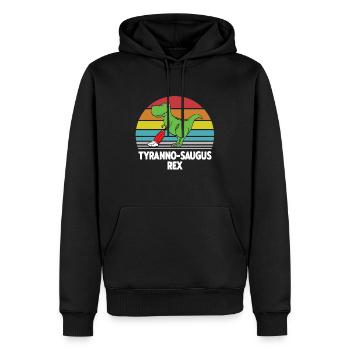 Tyranno Saugus Rex retro - Männer Premium Bio Hoodie - Schwarz - Vorne - Nico (187cm)