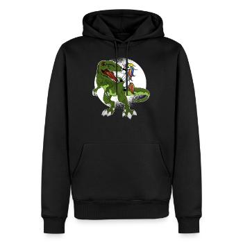 Dino Tyrannosaurus Rex avec licorne licorne - Sweat à capuche Premium bio Homme - noir - Devant - Nico (187cm)