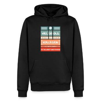 Abschiedsgeschenk Arbeitskollege Viel Erfolg - Männer Premium Bio Hoodie - Schwarz - Vorne - Nico (187cm)