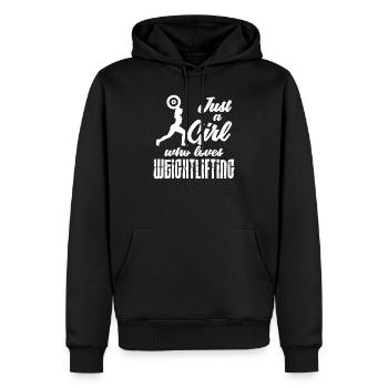 Haltérophilie haltérophile haltère - Sweat à capuche Premium bio Homme - noir - Devant - Nico (187cm)