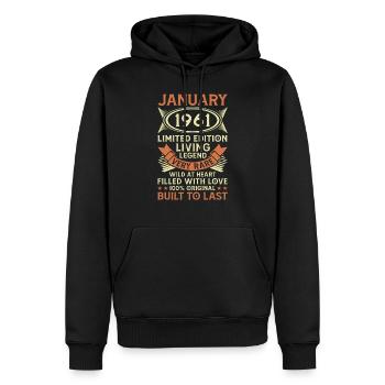 60. Geburtstag Geschenk Januar Jahrgang 1961 60 - Männer Premium Bio Hoodie - Schwarz - Vorne - Nico (187cm)