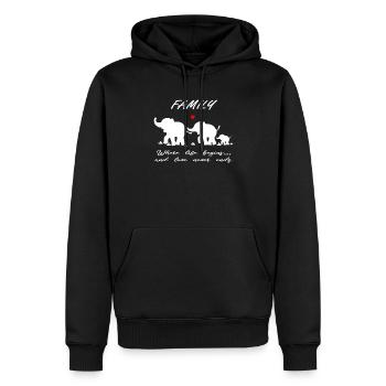 Cadeau de famille éléphant - Sweat à capuche Premium bio Homme - noir - Devant - Nico (187cm)