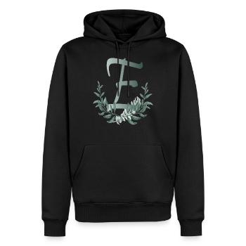 Buchstabe E mit Pflanzen - Männer Premium Bio Hoodie - Schwarz - Vorne - Nico (187cm)