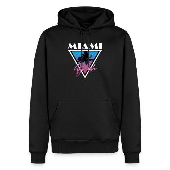 RETRO MIAMI BEACH - Sweat à capuche Premium bio Homme - noir - Devant - Nico (187cm)