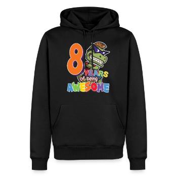 Cadeau de 8ème anniversaire pour les garçons, Dino Dinosaur, 8 ans - Sweat à capuche Premium bio Homme - noir - Devant - Nico (187cm)