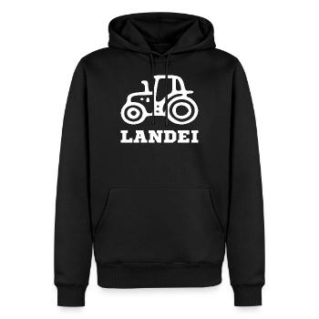 Text Spruch Traktor Trecker lustig - Männer Premium Bio Hoodie - Schwarz - Vorne - Nico (187cm)