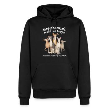 Les lévriers me rendent heureux, les hoomans me font mal à la tête - Sweat à capuche Premium bio Homme - noir - Devant - Nico (187cm)