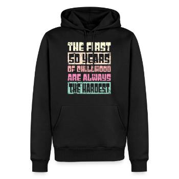 Lustiges 50. Geburtstagsgeschenk, Männer Frauen, 50 Jahre alt - Männer Premium Bio Hoodie - Schwarz - Vorne - Nico (187cm)
