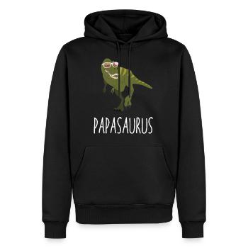 Papasaurus Papa Dinosaurier - Vater Dino Dad - Männer Premium Bio Hoodie - Schwarz - Vorne - Nico (187cm)
