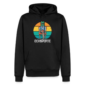 Echsperte Lustiges Grünes Chamäleon Reptilien - Männer Premium Bio Hoodie - Schwarz - Vorne - Nico (187cm)