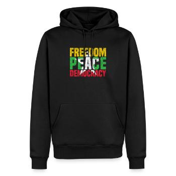 Freedom - Peace - Democracy for Myanmar - Men’s Premium Organic Hoodie - black - Front - Nico (187cm)