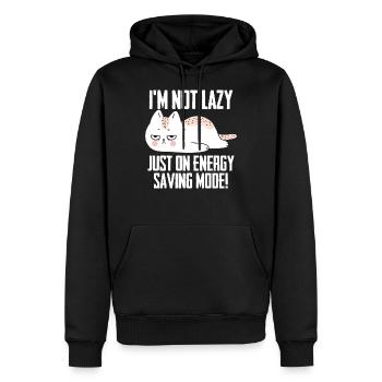 Lazy Cat - Im nicht faul nur auf Energiesparmodus - Männer Premium Bio Hoodie - Schwarz - Vorne - Nico (187cm)