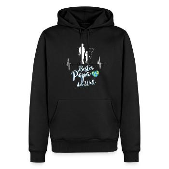 Vater Tochter mit Herzschlag Partnerlook Vatertag - Männer Premium Bio Hoodie - Schwarz - Vorne - Nico (187cm)