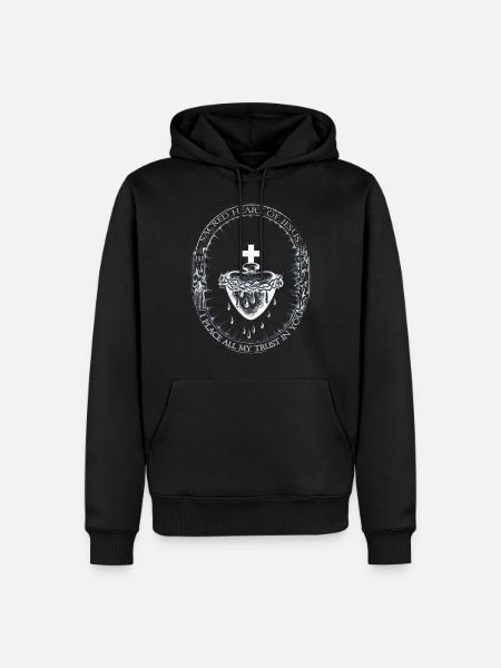 Sacré cœur de Jésus, je place ma confiance en Toi - Sweat à capuche Premium bio Homme - noir