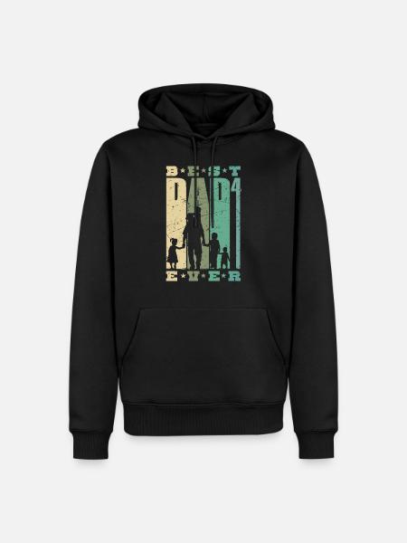 Dad hoch 4 Vater 4 Kinder vierfacher Papa Geschenk - Herre Premium økologisk hoodie - sort