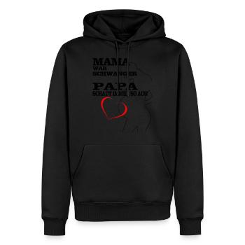 MAMA WAR SCHWANGER - Männer Premium Bio Hoodie - Schwarz - Vorne - Nico (187cm)
