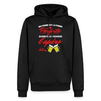 Ma femme est la femme parfaite .. organise l'apéro - Sweat à capuche Premium bio Homme - noir - Devant - Nico (187cm)