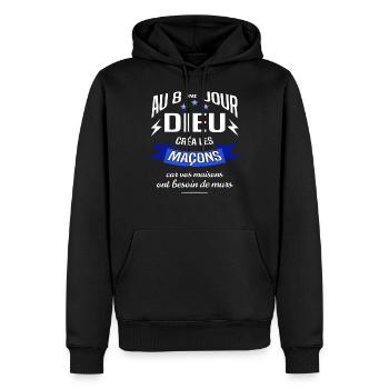 Maçons - Sweat à capuche Premium bio Homme - noir - Devant - Nico (187cm)
