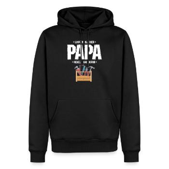 Papa Vater ist Techniker oder Handwerker Werkzeug - Männer Premium Bio Hoodie - Schwarz - Vorne - Nico (187cm)