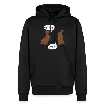 Lustiger Hase Kaninchen aus Schokolade Hasen - Männer Premium Bio Hoodie - Schwarz - Vorne - Nico (187cm)