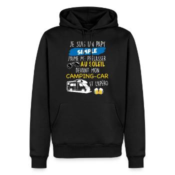 Camping Camping car Caravane - Sweat à capuche Premium bio Homme - noir - Devant - Nico (187cm)