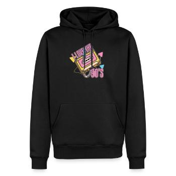 Rétro 90s l’époque Vintage 90 - Sweat à capuche Premium bio Homme - noir - Devant - Nico (187cm)