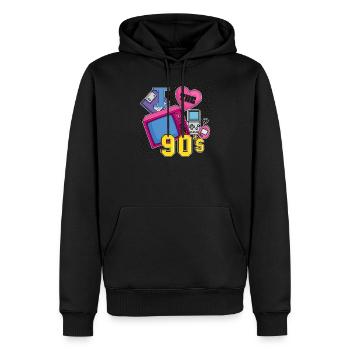 Rétro 90s l’époque Vintage 90 - Sweat à capuche Premium bio Homme - noir - Devant - Nico (187cm)
