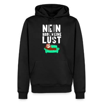 Nein keine Lust Faultier T-Shirt - Männer Premium Bio Hoodie - Schwarz - Vorne - Nico (187cm)