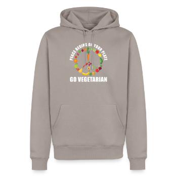 Légumes végétarien végétarien - Sweat à capuche Premium bio Homme - taupe - Devant - Nico (187cm)