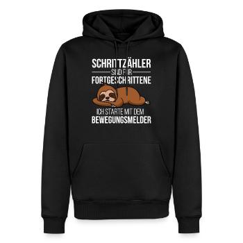 Schrittzähler sind für Fortgeschrittene Faultier - Männer Premium Bio Hoodie - Schwarz - Vorne - Nico (187cm)